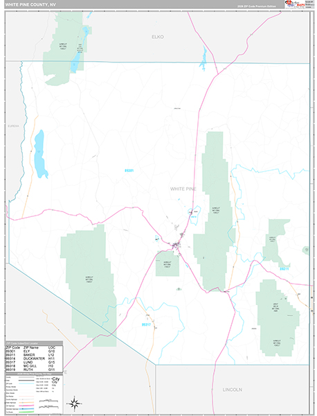 White Pine County, NV Wall Map